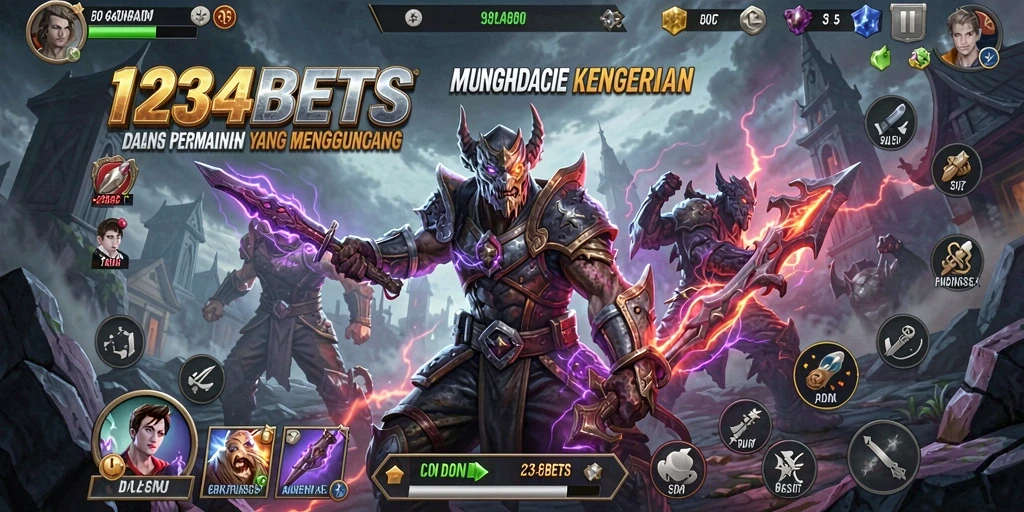Tangkapan layarnya menggambarkan suasana menyeramkan dalam gameplay 1234BETS.