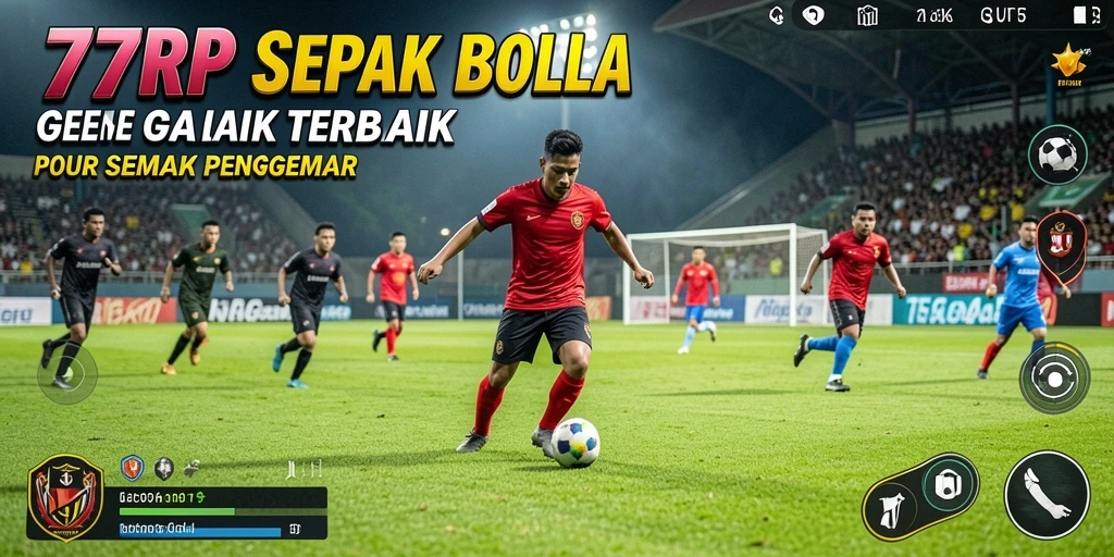 Tangkapan layar 77RP menampilkan aksi seru di lapangan sepak bola.