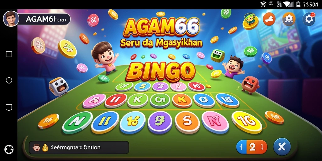 Screenshot AGAM66 menampilkan gameplay Bingo yang interaktif.