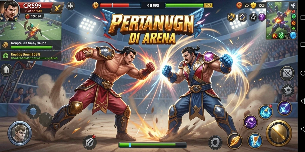 Tampilan seru pertarungan di arena game Fighting.