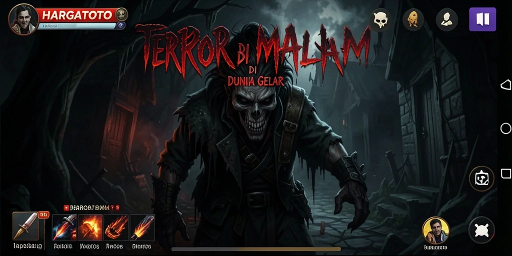 Screenshot HARGATOTO menampilkan suasana menakutkan dalam gameplay.