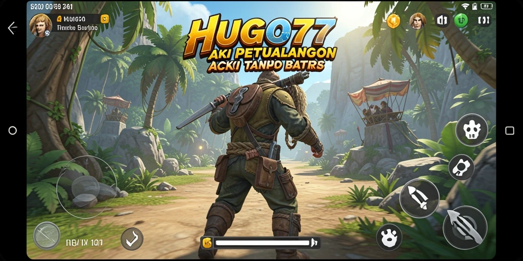 Tampilan gameplay mendebarkan dalam HUGO77, penuh aksi dan petualangan.