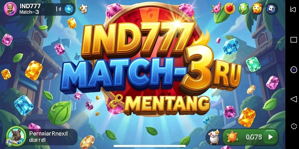 Tangkapan layar menunjukkan pemain mencocokkan permata dalam permainan Match-3.