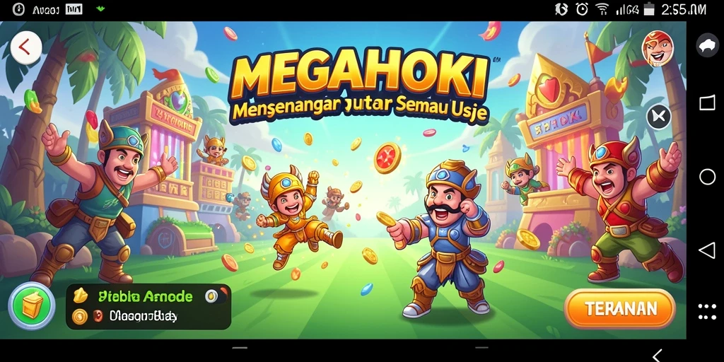 Screenshot gameplay MEGAHOKI menampilkan aksi seru dalam permainan arcade.