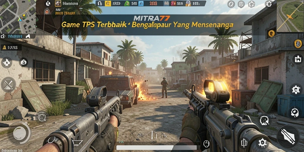 Tampilan gameplay seru dalam MITRA77 dengan aksi tembak-menembak intens.