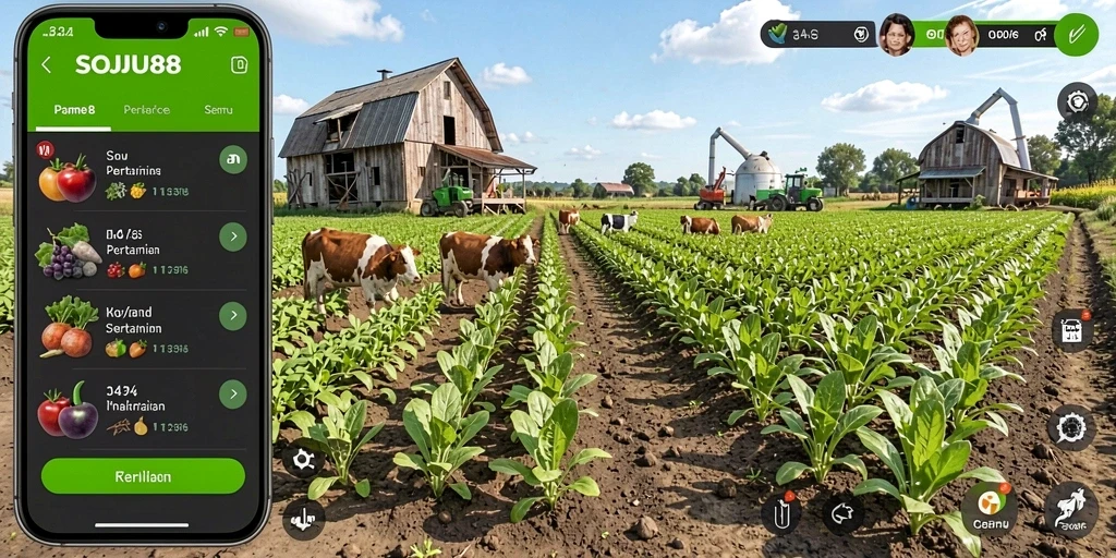 Tampilan gameplay menakjubkan dari SOJU88 saat bertani di ladang.