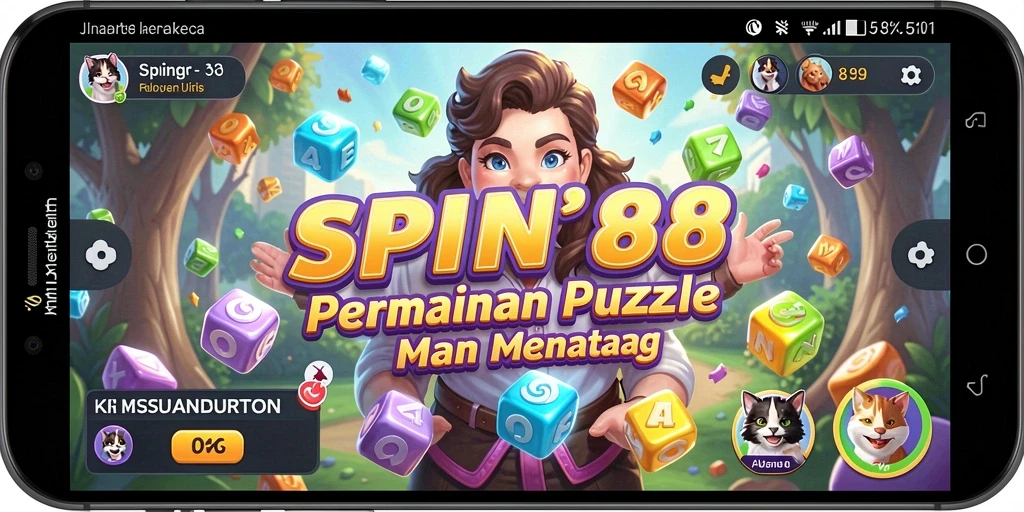 Tampilan gameplay SPIN88 dengan teka-teki yang berwarna-warni.