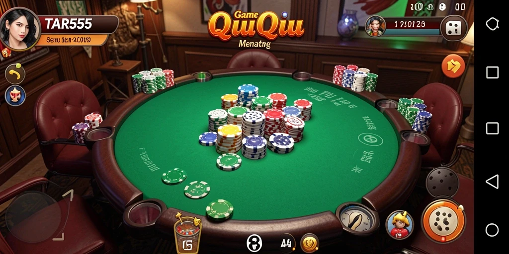 Tampilan gameplay TAR555 saat bermain QiuQiu yang seru.