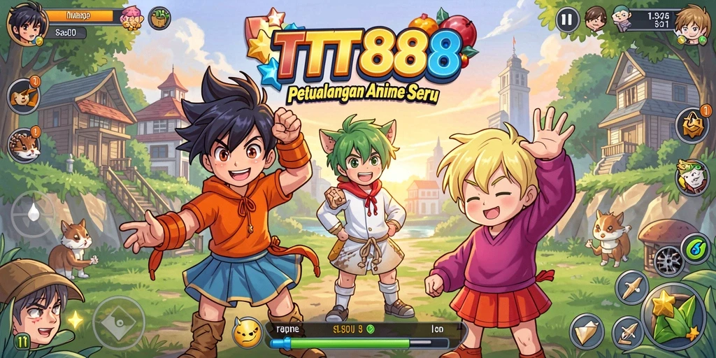 Tampilan gameplay TTT888 dengan karakter anime yang menarik dan dinamis.