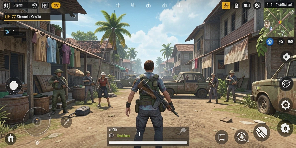 Tampilan gameplay UH77 yang realistis dan menarik dalam simulasi kehidupan.