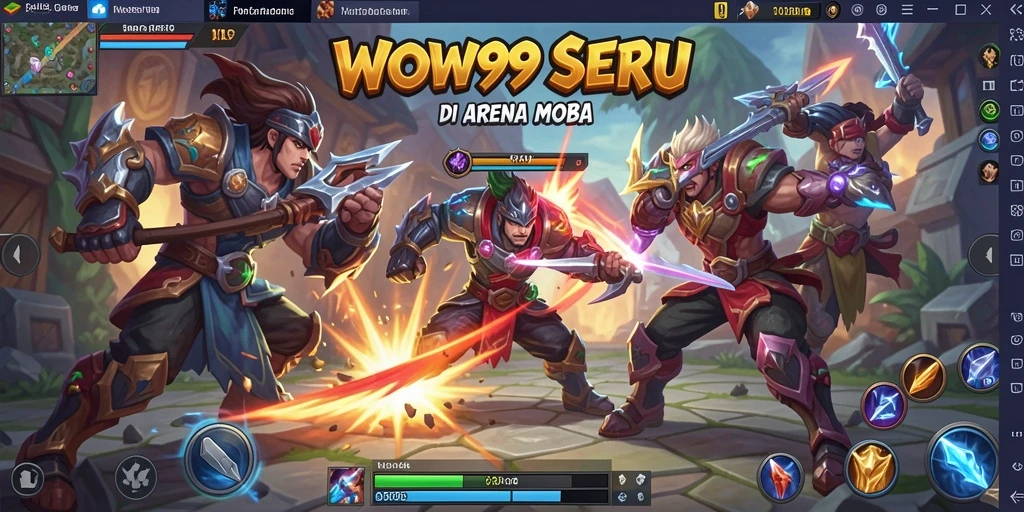 Tampilan gameplay WOW99 dengan aksi MOBA yang seru.