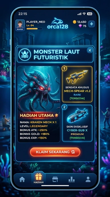 Tampilan beranda aplikasi orca128 yang menarik.